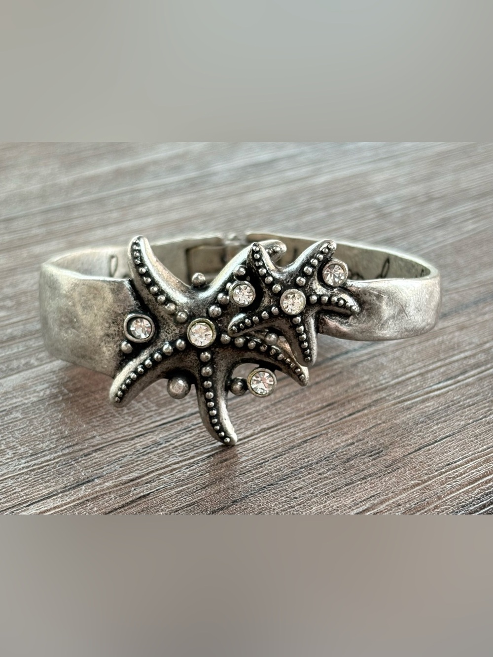 “Somewhere beyond the seas”Starfish Crystal Accent Silver Bracelet